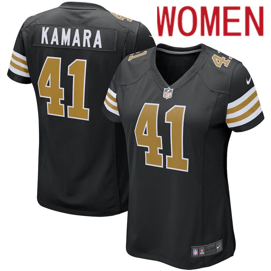 Women New Orleans Saints #41 Alvin Kamara Nike Black Alternate Game Player NFL Jersey->women nfl jersey->Women Jersey